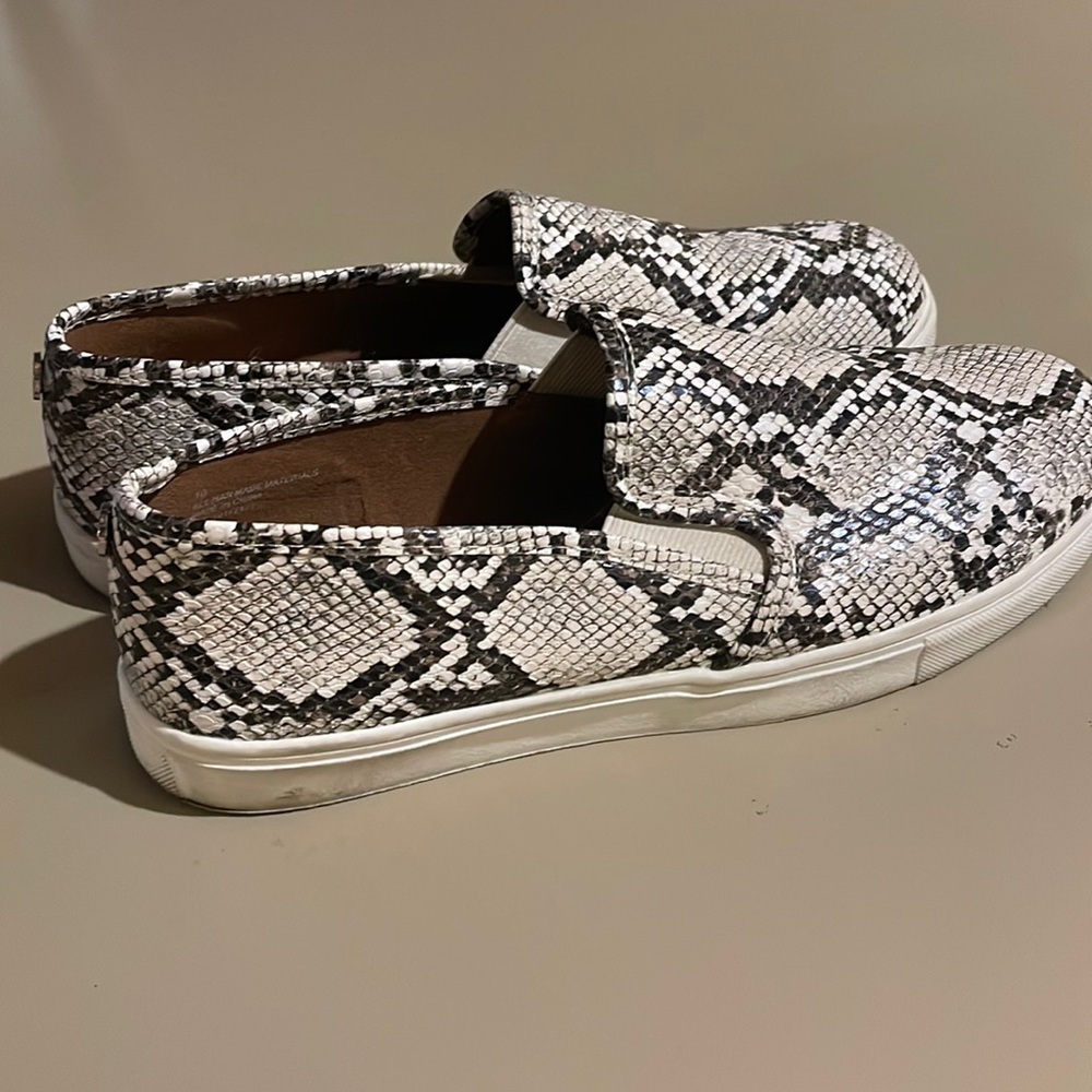 snake print slip ons